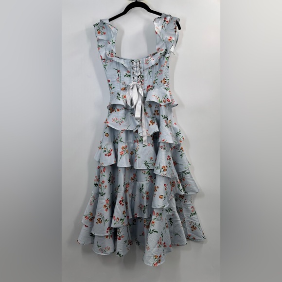 BHLDN Sydney Corset Fit-and-Flare Taffeta Midi Dress - Picture 7 of 7